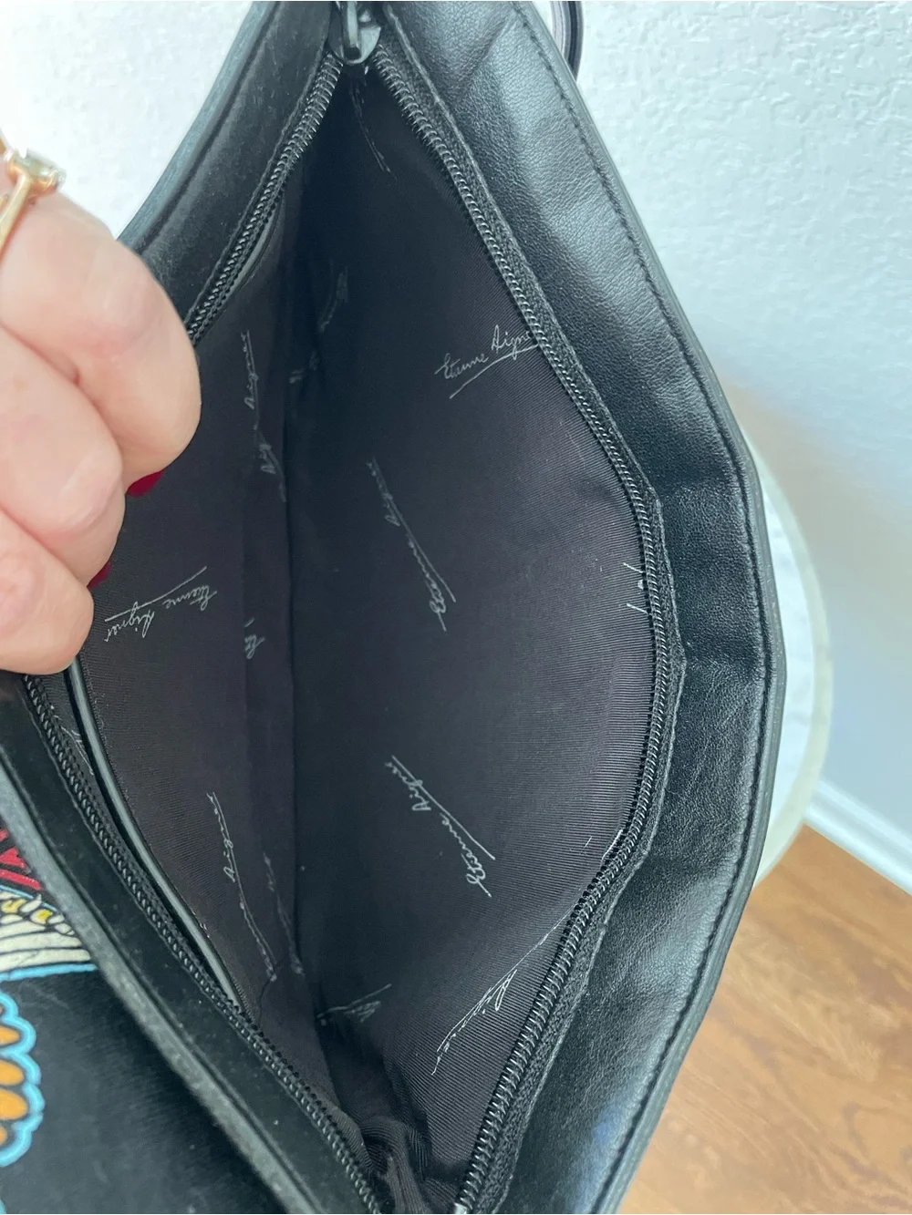 Vintage Etienne Aigner Black Leather XL Clutch